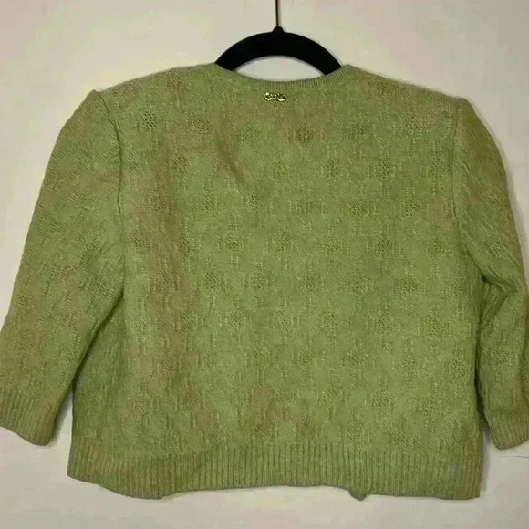 St. John Sport Green Wool Cropped Cardigan - Picture 6 of 7